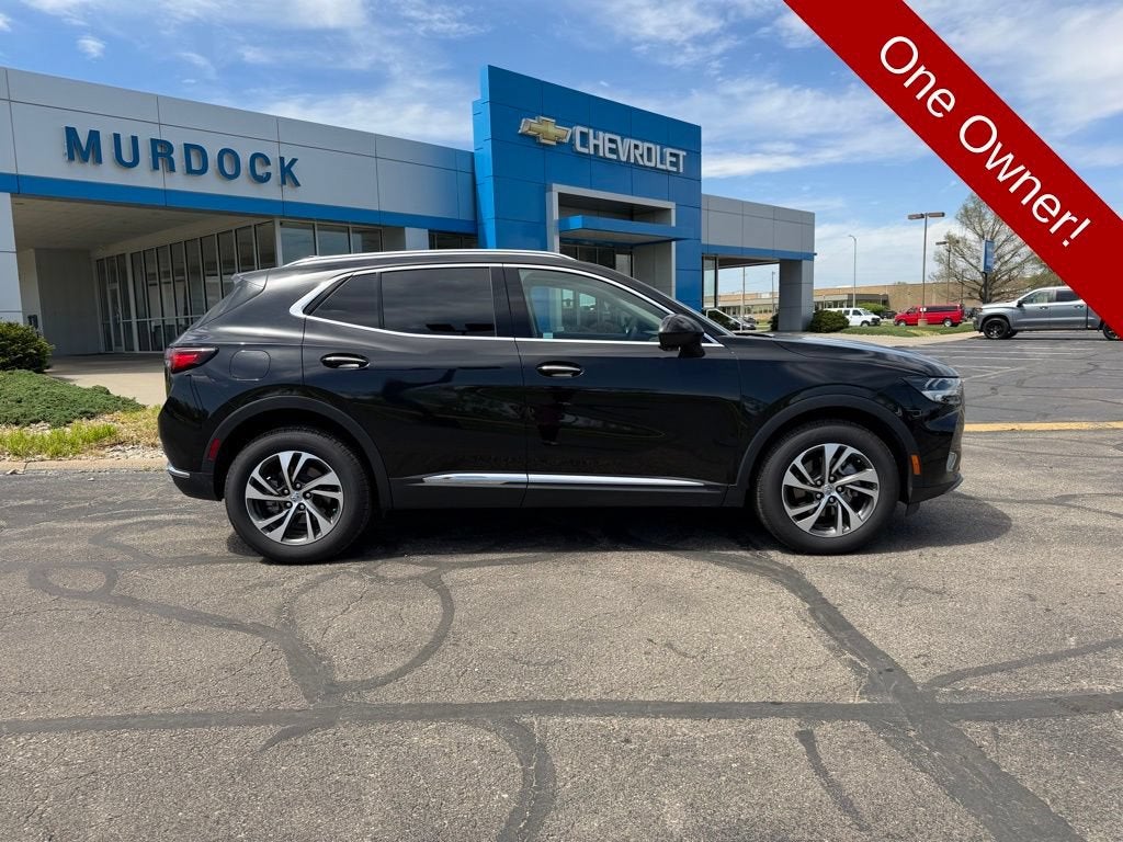 2023 Buick Envision Essence in Ebony Twilight Metallic — front three-quarter view